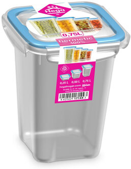 Hega hogar 1x Voorraad/vershoudbakje 0,75 liter transparant/blauw plastic