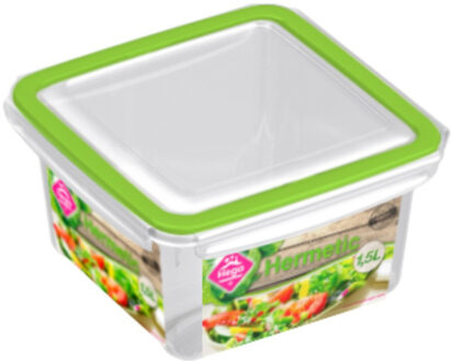 Hega hogar 1x Voorraad/vershoudbakje 1,5 liter transparant/groen plastic - Vershoudbakjes