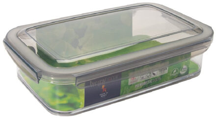 Hega hogar 1x Voorraad/vershoudbakjes 1,2 liter transparant/grijs plastic 24 x 15 cm - Vershoudbakjes