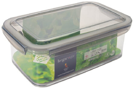 Hega hogar 1x Voorraad/vershoudbakjes 1,9 liter transparant/grijs plastic 24 x 15 cm - Vershoudbakjes