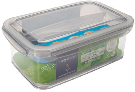 Hega hogar 1x Voorraad/vershoudbakjes met inzettray 1,9 liter transparant/grijs plastic 24 x 15 cm - Vershoudbakjes