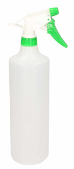 Hega hogar 1x Waterverstuivers/sprayflessen groen/witte spray kop 1 liter - Waterverstuivers Multikleur