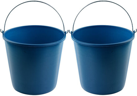 Hega hogar 2x Emmer blauw 16 liter 32 x 28 cm schoonmaakartikelen - Emmers