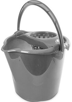 Hega hogar 2x Grijze dweilemmers/mopemmers 13,5 liter 32 x 30 cm