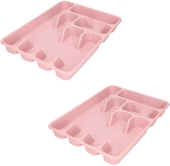 Hega hogar 2x stuks bestekbak/bestekhouders 6-vaks oud roze 40 x 30 x 5 cm