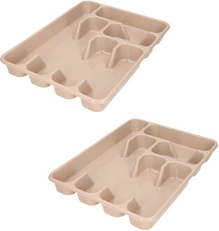 Hega hogar 2x stuks bestekbak/bestekhouders 6-vaks taupe 40 x 30 x 5 cm