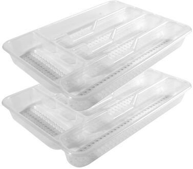 Hega hogar 2x stuks hega hagor bestekbak - bestekhouders - 5-vaks - parel wit - 34 x 25 x 4 cm - keuken