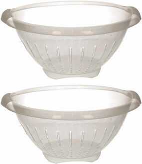 Hega hogar 2x stuks witte kunststof vergiet/zeef 30 x 14 cm met rand