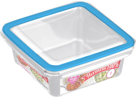 Hega hogar 2x Voorraad/vershoudbakjes 1 liter transparant/blauw plastic