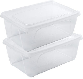 Hega hogar 2x Voorraad/vershoudbakjes hoog/diep 0,5 liter transparant 15 x 10 x 6 cm - Vershoudbakjes