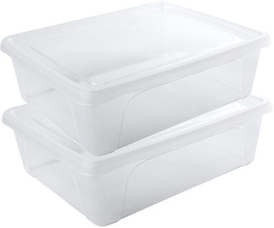 Hega hogar 2x Voorraad/vershoudbakjes laag 2,5 liter transparant plastic/kunststof - 24 x 20 x 8 cm - Vienna - Vershouddoos bakjes - Mealprep - Maaltijden bewaren