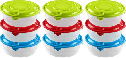 Hega hogar 36x Voorraad/vershoudbakjes 1,8 liter gekleurde deksels plastic