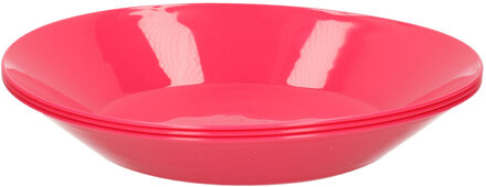 Hega hogar 3x ontbijt/diner diepe bordjes van hard kunststof 21 cm in het roze