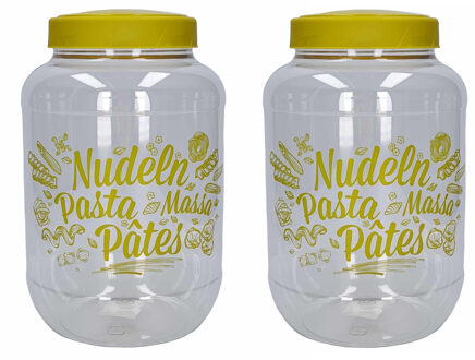 Hega hogar 3x stuks pasta voorraadpot/bewaarpot groene deksel 3700 ml kunststof 15,5 x 25 cm