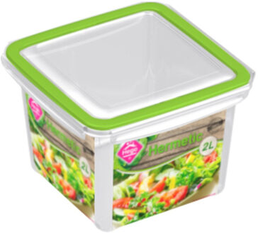 Hega hogar 3x Voorraad/vershoudbakjes 2 liter transparant/groen plastic - Vershoudbakjes