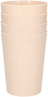 Hega hogar 4x drinkbekers van afbreekbaar bio-plastic 290 ml in het eco-beige