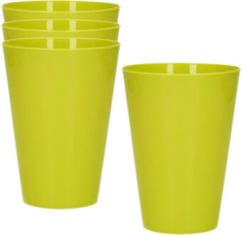 Hega hogar 4x drinkbekers van kunststof 430 ml in het groen - Drinkbekers