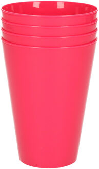 Hega hogar 4x drinkbekers van kunststof 430 ml in het roze