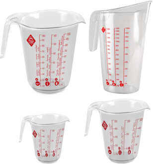 Hega hogar 4x Maatbekers met schenktuiten 0,2/0,5/1/1,4 liter