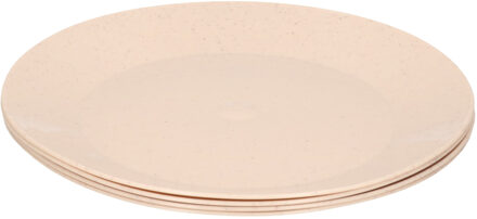 Hega hogar 4x ontbijt/diner bordjes van afbreekbaar bio materiaal 26 cm in het eco-beige - Campingborden