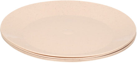 Hega hogar 4x ontbijt/diner bordjes van afbreekbaar bio materiaal 26 cm in het eco-beige