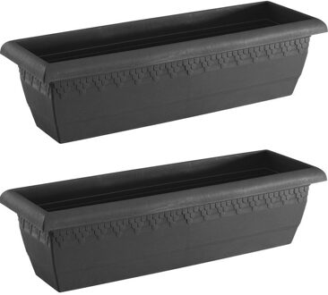 Hega hogar 4x stuks antraciet grijze rechthoekige plantenpotten/bloempotten Jardinera 60 x 20 cm kunststof