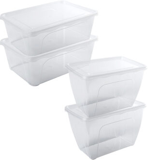 Hega hogar 4x Voorraad/vershoudbakjes hoog/diep 1,5 en 2 liter transparant