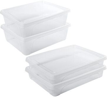 Hega hogar 4x Voorraad/vershoudbakjes laag 1,5 en 2,5 liter transparant