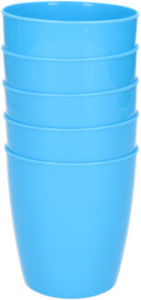Hega hogar 5x drinkbekers van kunststof 300 ml in het blauw