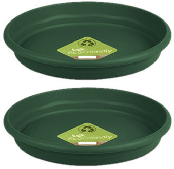 Hega hogar 5x stuks bloempot/plantenpot onderschaal donkergroen kunststof diameter 26 cm