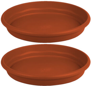 Hega hogar 5x stuks bloempot/plantenpot terra cotta  onderschaal/opvangbord kunststof diameter 18 cm.