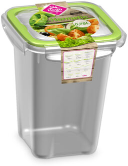 Hega hogar 5x Voorraad/vershoudbakjes 0,75 liter transparant/groen plastic