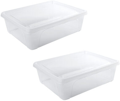 Hega hogar 6x stuks Voorraad/vershoudbakjes laag 2,5 liter transparant plastic/kunststof - 24 x 20 x 8 cm - Vienna - Vershouddoos bakje - Mealprep - Maaltijden bewaren