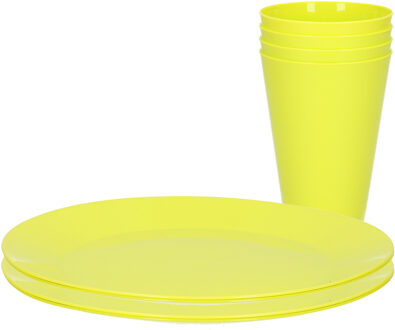 Hega hogar 8-delig ontbijt/diner set van hard kunststof groen