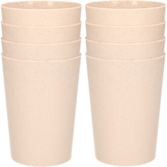 Hega hogar 8x drinkbekers van afbreekbaar bio-plastic 290 ml in het eco-beige - Drinkbekers