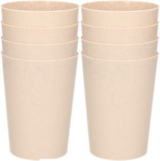 Hega hogar 8x drinkbekers van afbreekbaar materiaal 500 ml in het eco-beige - Drinkbekers