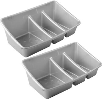 Hega Hogar Aanrecht sorteerbak voor sponjes en doekjes - Set van 2x stuks - grijs - kunststof - 23 x