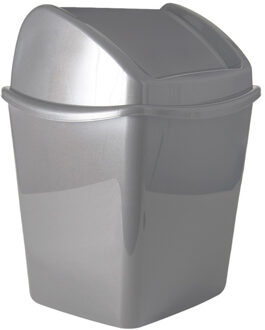 Hega hogar Aanrecht vuilnisbakje - met klepdeksel - grijs - 1 liter - kunststof - 13 x 11 x 17 cm