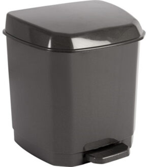 Hega hogar Afvalemmer/afvalbak donkergrijs met pedaalemmer klep 7 liter 25 x 29 x 29 cm - Pedaalemmers