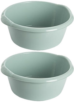 Hega hogar afwas teiltje - 2x stuks - mintgroen - 6 Liter - Kunststof - Rond - 32 x 13 cm
