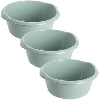 Hega hogar afwas teiltje - 3x stuks - mintgroen - 6 Liter - Kunststof - Rond - 32 x 13 cm