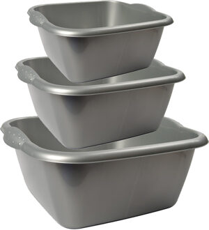 Hega hogar Afwas teiltjes - voordeel set - multi-functioneel - zilver - in 3-formaten - kunststof