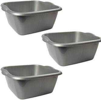 Hega hogar Afwasteil - 3x - rechthoek - zilver - 10L - 37 x 34 x 16 cm - afwasbak