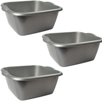 Hega hogar Afwasteil - 3x - rechthoek - zilver - 3L - 25 x 23 x 10 cm - afwasbak