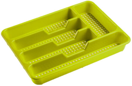 Hega hogar Bestekbak/bestekhouders 5-vaks lime groen 34 x 25 x 4 cm