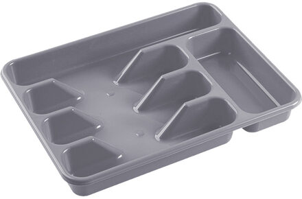 Hega hogar Bestekbak - grijs - 5 vakken - 34 x 26 x 5 cm - lade indeling - bestekhouders
