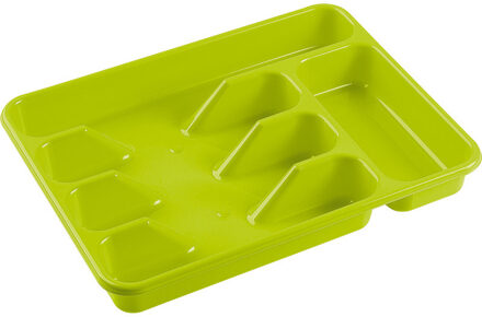 Hega hogar Bestekbak - groen - 5 vakken - 34 x 26 x 5 cm - lade indeling - bestekhouders