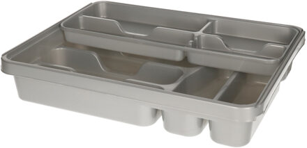 Hega hogar Bestekbak inzetbak - met oplegbakje - grijs - kunststof - 39 x 31 cm - besteklade