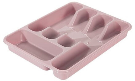 Hega hogar Bestekbak - roze - 5 vakken - 34 x 26 x 5 cm - lade indeling - bestekhouders