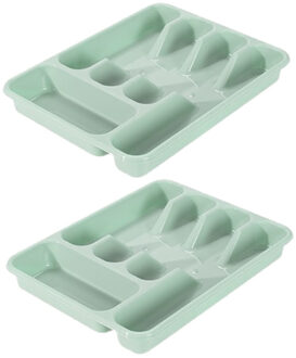 Hega hogar Bestekbak - turquoise - 5 vakken - 34 x 26 x 5 cm - lade indeling - bestekhouders